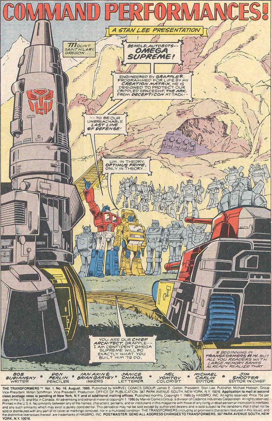 Transformers Issue 19 Omega Supreme intro