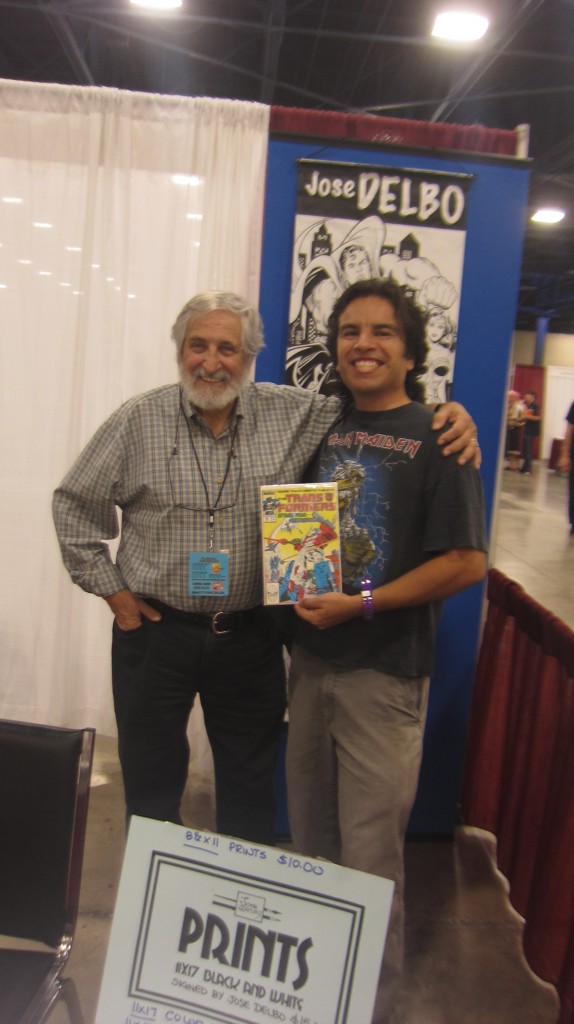 Jose Delbo and Steve De Anda holding an issue of Marvel's Transformers #42. Photo taken on July 4th, 2014